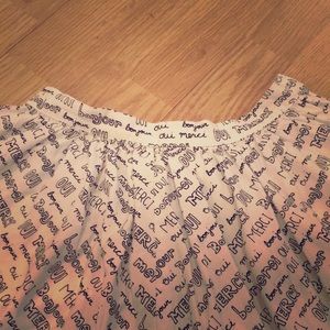 French print full skirt black and white high waist